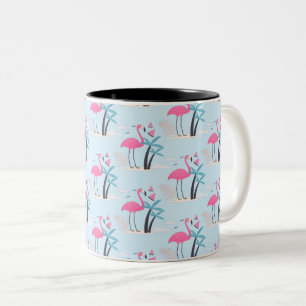 Tropisches Niedliches lustiges Flamingo-Aquarellmu Zweifarbige Tasse
