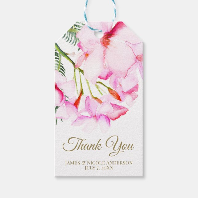 Tropisches Oasis Rosa grünes hawaiianisches Brautp Geschenkanhänger (Vorderseite)