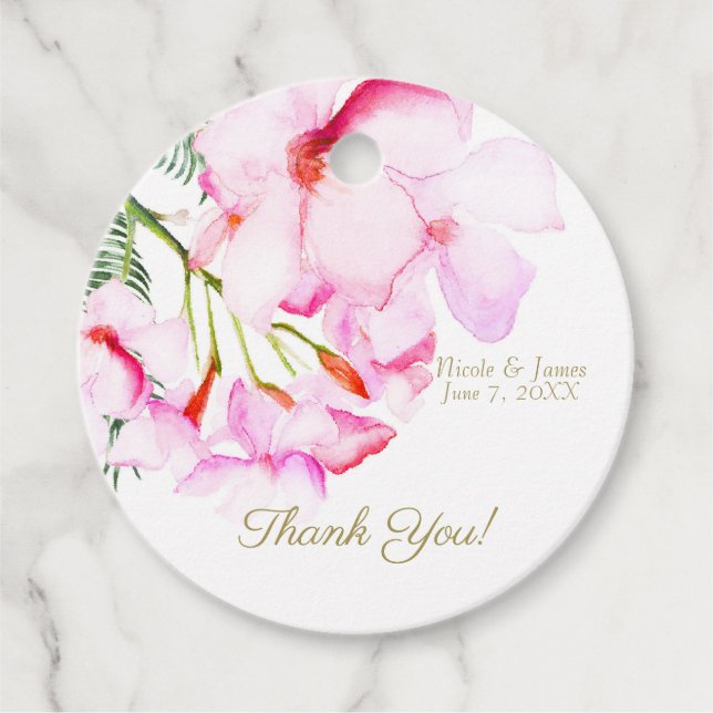 Tropisches Oasis Rosa grünes hawaiianisches Brautp Geschenkanhänger (Vorderseite)