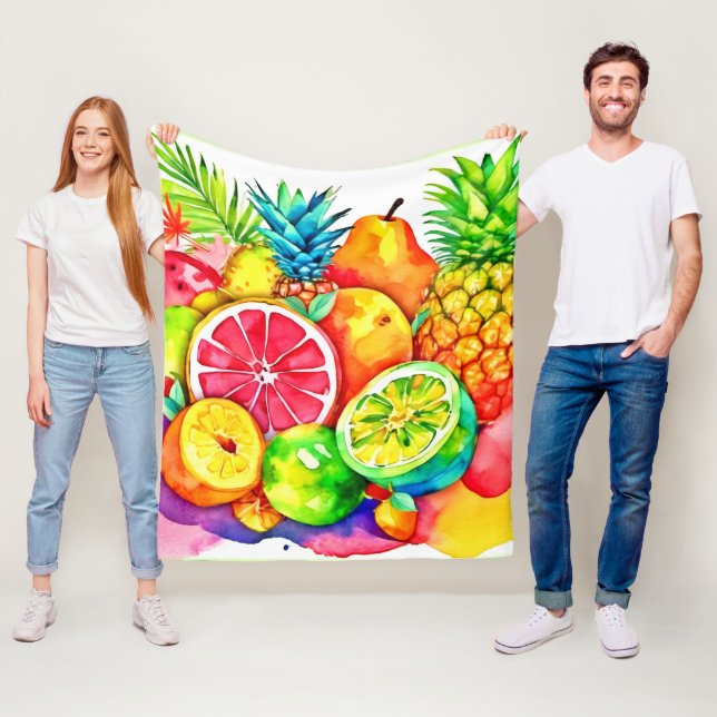 Tropisches Obst Cartoon Kunst Fleecedecke (Beispiel)
