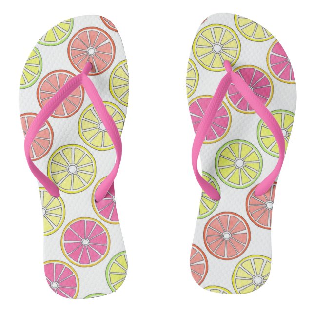 Tropisches Obst Orange Lemon Limone Grapefruitsche Flip Flops (Fußbett)