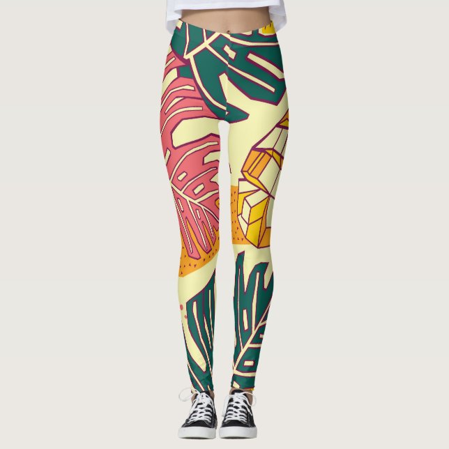 Tropisches Obst: Vibranntes Muster Leggings (Vorderseite)