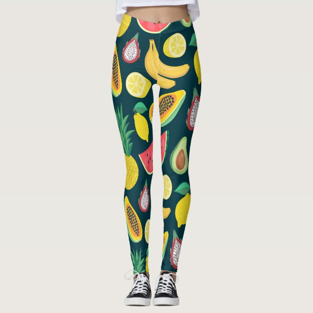 Tropisches Obst Vintages Muster Bliss Leggings (Vorderseite)