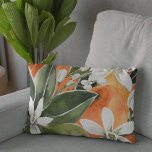 Tropisches Orange & Blume Wasserfarbmuster Dekokissen<br><div class="desc">Tropisches Orange & Blume Wasserfarbmuster</div>