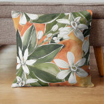 Tropisches Orange & Blume Wasserfarbmuster Kissen<br><div class="desc">Tropisches Orange & Blume Wasserfarbmuster</div>