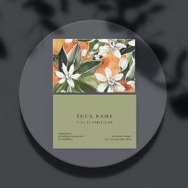 Tropisches Orange & Blume Wasserfarbmuster Visitenkarte