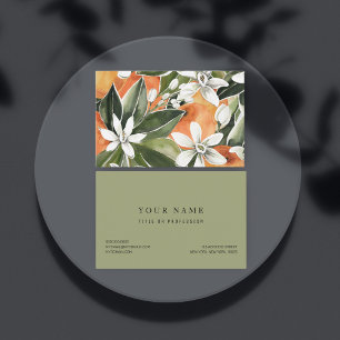 Tropisches Orange & Blume Wasserfarbmuster Visitenkarte