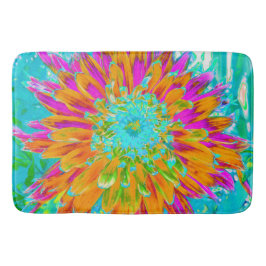 Tropisches Orange und heiß rosa Dekorative Dahlia Badematte