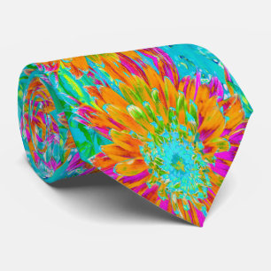 Tropisches Orange und heiß rosa Dekorative Dahlia Krawatte