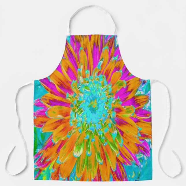 Tropisches Orange und heiß rosa Dekorative Dahlia Schürze (Vorderseite)