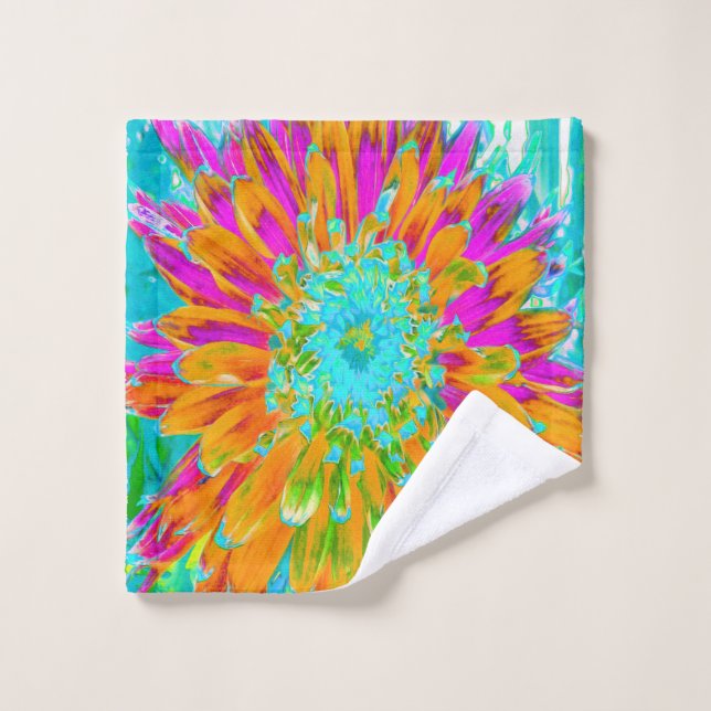 Tropisches Orange und heiß rosa Dekorative Dahlia Waschlappen (Waschlappen)