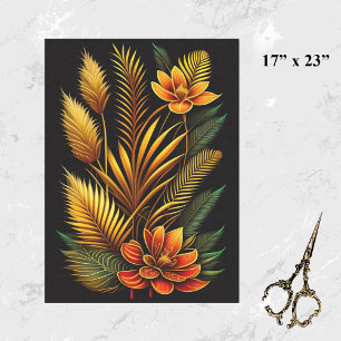 Tropisches Orangefarbenes Artwork Seidenpapier