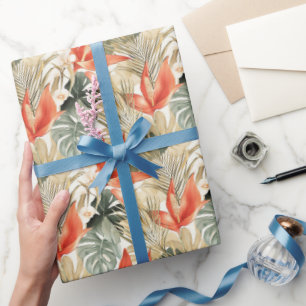 Tropisches Orangen-Anthurium-Brautparty Geschenkpapier