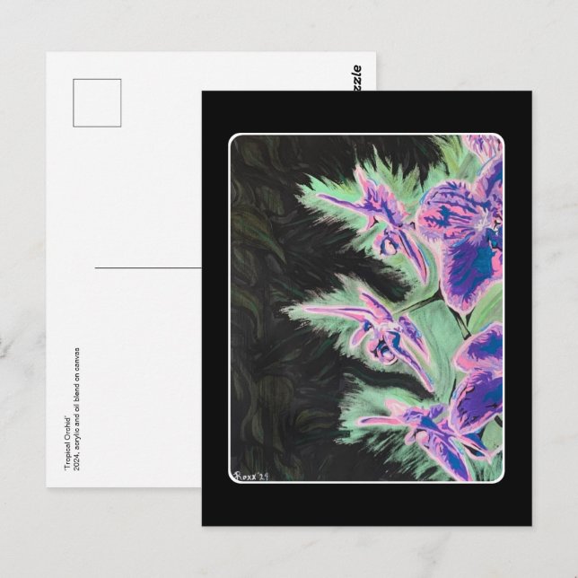 "Tropisches Orchid"-Gemälde auf einem Postkarte (Vorne/Hinten)