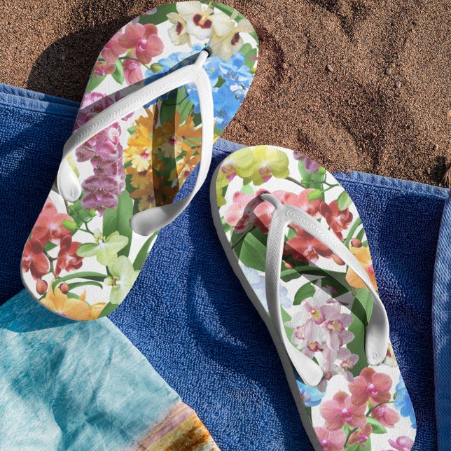 Tropisches Orchid-Muster Flip Flops (Von Creator hochgeladen)