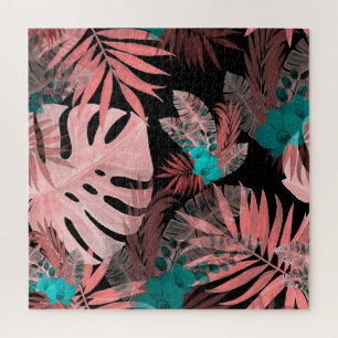 Tropisches Orchideen-Aquarell-Nahtloses Muster Puzzle