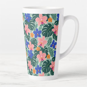 Tropisches Orchideen- & Monstera-Blumenmuster Milchtasse