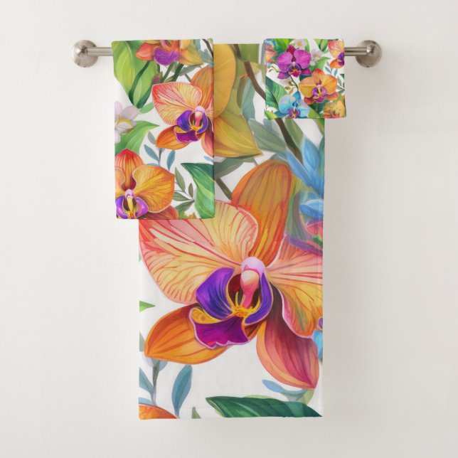 tropisches Orchideenmuster Badhandtuch Set (Insitu)