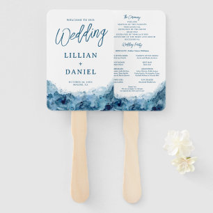 Tropisches Ozean-Aquarell-Hochzeitsprogramm-Handfä Fächer