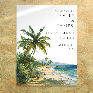 Tropisches Palm Beach Verlobungsfeier Willkommenss Poster