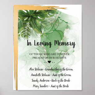 Tropisches Palm In Loving Memory Hochzeitsschild Poster