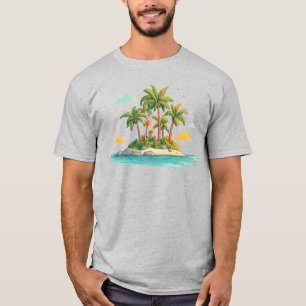 Tropisches Palm-Insel-Grafik-T-Shirt – Entspannung T-Shirt