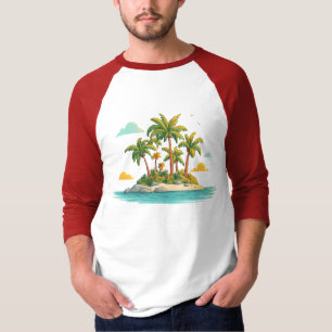 Tropisches Palm-Insel-Grafik-T-Shirt – Entspannung T-Shirt