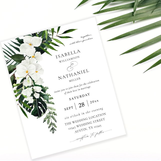Tropisches Palm & White Floral Wedding 2 Flyer (Von Creator hochgeladen)