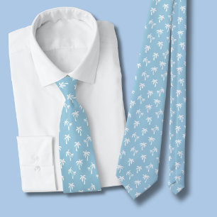 Tropisches Palmbaum-Muster babyblau Krawatte
