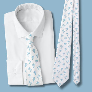 Tropisches Palmbaum-Muster babyblau Krawatte