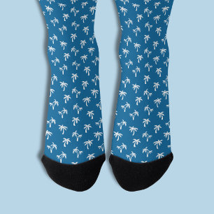 Tropisches Palmbaum-Muster blau Socken