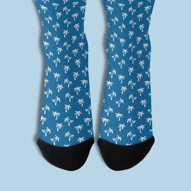 Tropisches Palmbaum-Muster blau Socken (Preppy palm tree blue tropical socks 1)