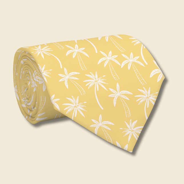 Tropisches Palmbaum-Muster gelb Krawatte (yellow and white palm tree tie)