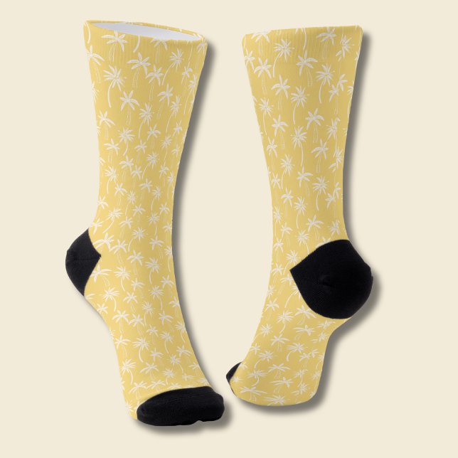 Tropisches Palmbaum-Muster gelb Socken (Yellow palm tree socks 1)