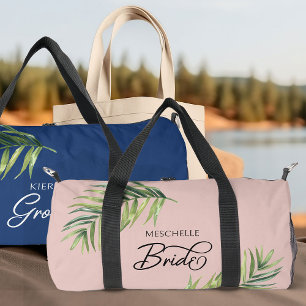 Tropisches Palmblatt in jeder Farbe handgeschriebe Duffle Bag