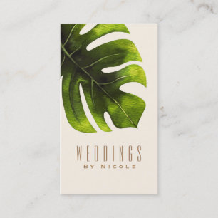Tropisches Palmblatt Sommer Elegant Modern Chic Visitenkarte