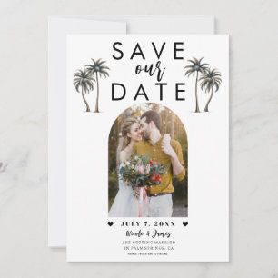 Tropisches Palmenbaum-Foto Hochzeit Save the Date Einladung