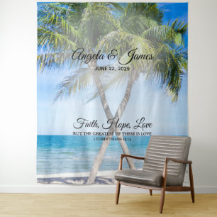 Tropisches Palmenbaum-Foto Personalisierte Hochzei Wandteppich