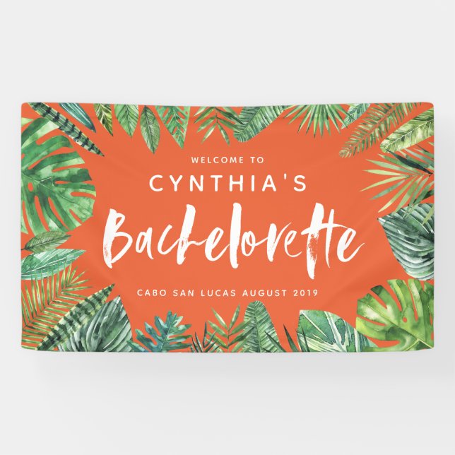 Tropisches Palmenblatt & Drehbachelorette Banner (Horizontal)