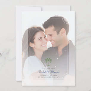 Tropisches Palmenfoto Hochzeit Terminankündigung Save The Date