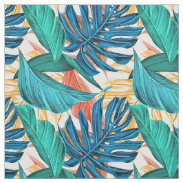 Tropisches Palmenmuster mit grünen Blätter Stoff