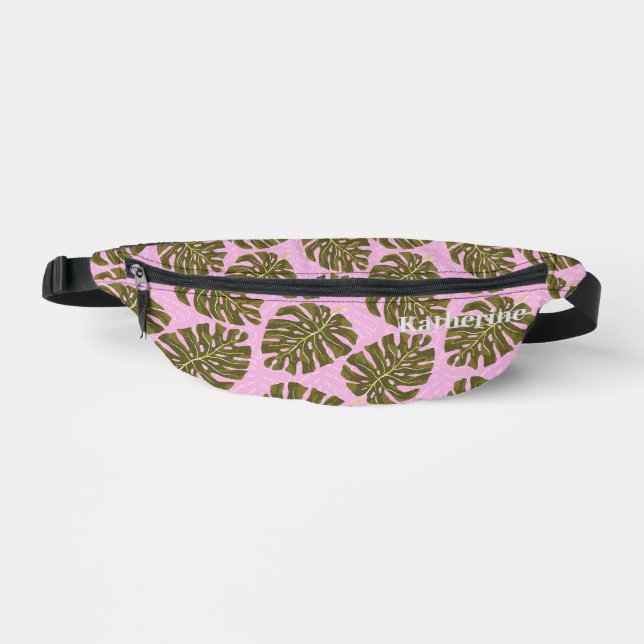 Tropisches Palmrosa Grün Bauchtasche (Vorderseite)