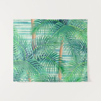Tropisches Palmwedelmuster Kunst Wandteppich