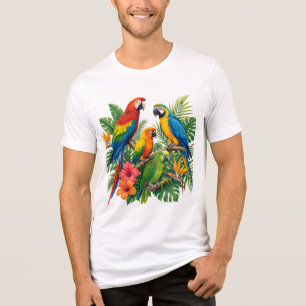 Tropisches Papageien-Dschungel-Paradies Farbige T- Tri-Blend Shirt