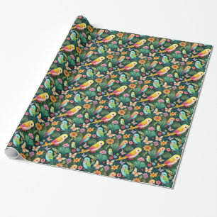 Tropisches Papageien-Geburtstags-Geschenkpapier Geschenkpapier