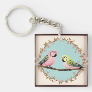 🦜 Tropisches Papageienpaar-Zweig-Anhänger 🦜 Schlüsselanhänger
