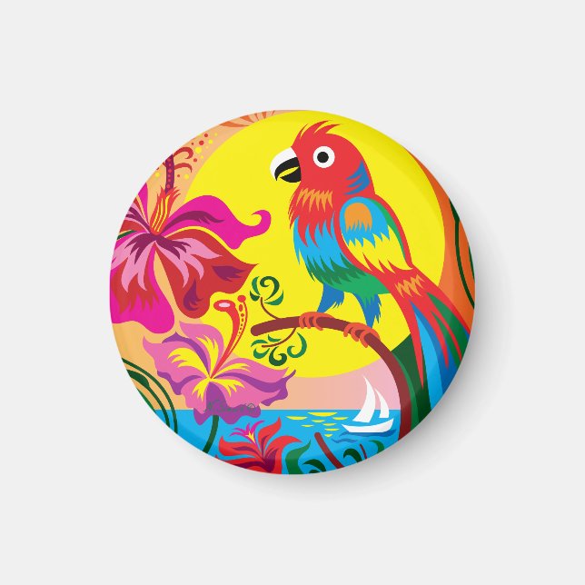 Tropisches Papageienparadies Magnet (Vorne)