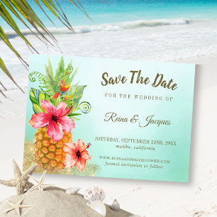 Tropisches Paradies Ananas Blumenstrauß Hochzeit Save The Date
