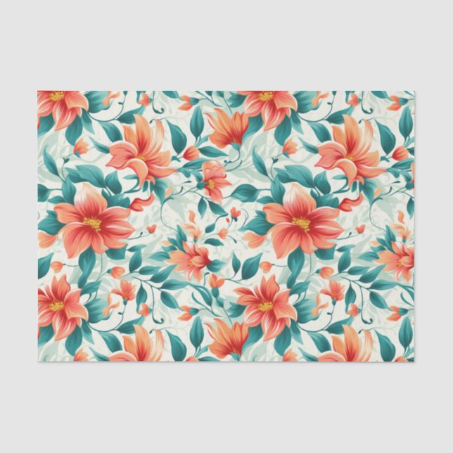 Tropisches Paradies Blumengrün Printwerbung Seidenpapier (Vorderseite)