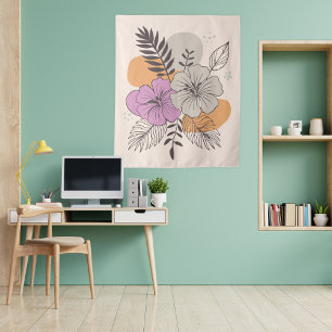 Tropisches Paradies Botanische Kunst, Boho Wandteppich
